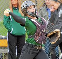 Emily Gordon broke the Christopher Dock record for career stolen bases in the Pioneers' 12-0 win over Oley Valley on April 23. (Debby High/For The Reporter)