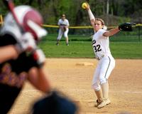 Grace DeRosa pitches for Cheltenham during an away game at Upper Moreland (Bob Raines--Montgomery Media)